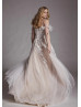 Cold Shoulder Beaded Lace Tulle Chic Wedding Dress